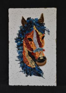 głowa konia z niebieską grzywą - quilling