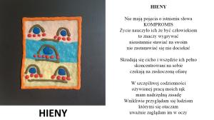 kolor kremowy, pomarańcz, niebieski, brąż i czerwony. Spoglądające zewsząd oczy