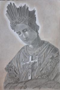 Notre Dame de La Salette. A4 ołówek, kredka