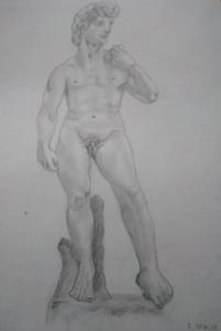 Dawid Michała Anioła - szkic ołówkiem, papier