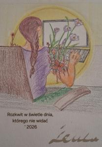 Rozkwit w świetle dnia. A4 kredka