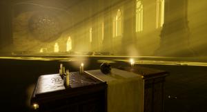 Ołtarz z czaszką w gotyckiej katedrze. Praca magisterska, Unreal Engine.